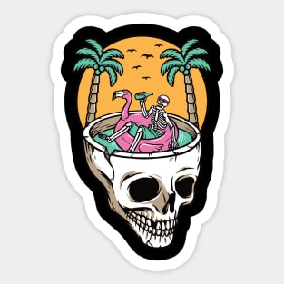 Chill out on the skull beach Main Tag Sticker